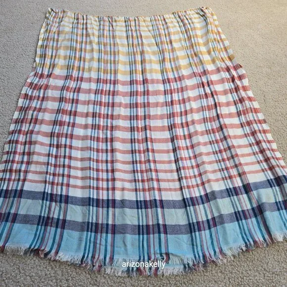 NWT Talbots Plaid Summer Scarf Colorful Lightweight - Picture 3 of 4